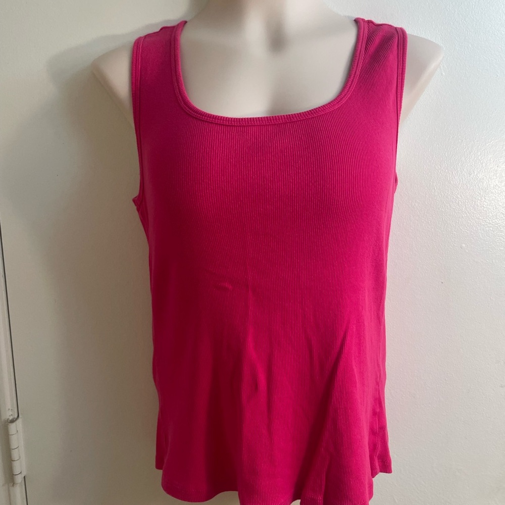Girls Hot Pink Ribbed Tank Top